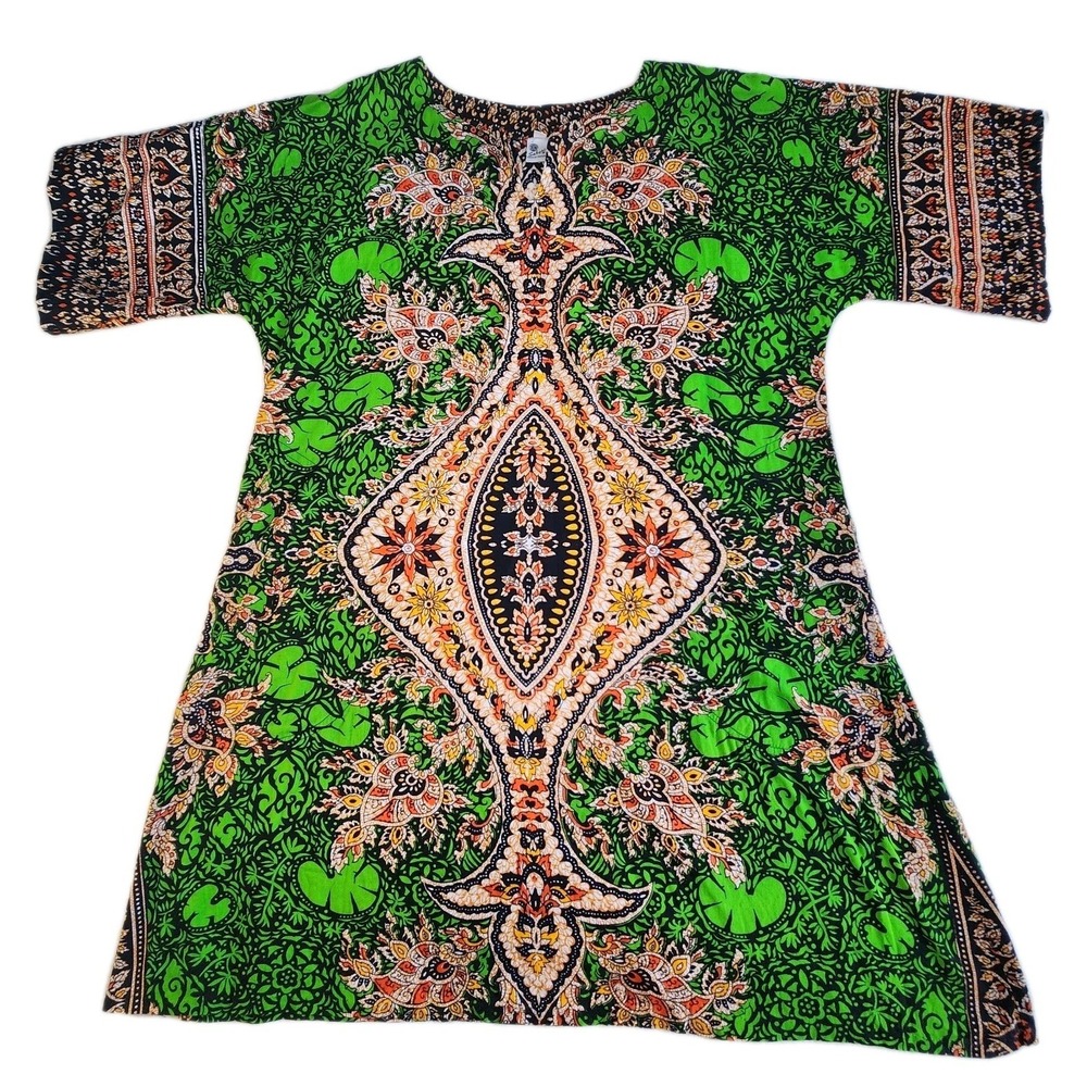 Sabysco Dashiki‎ Shirt Top Mens Small Green African Pakistani Classic VTG